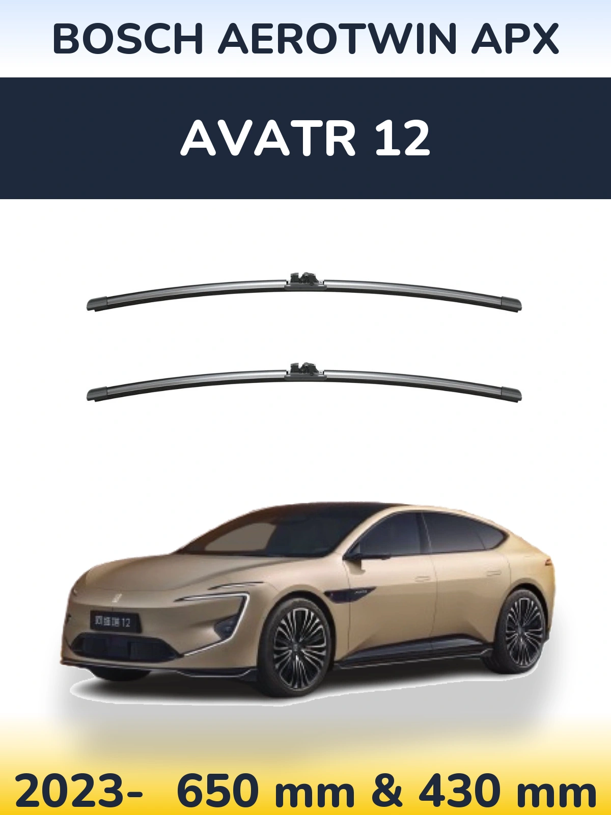 Front wiper blade set BOSCH AeroTwin APX 650 & 425 mm for Avatr 12 2023-2026