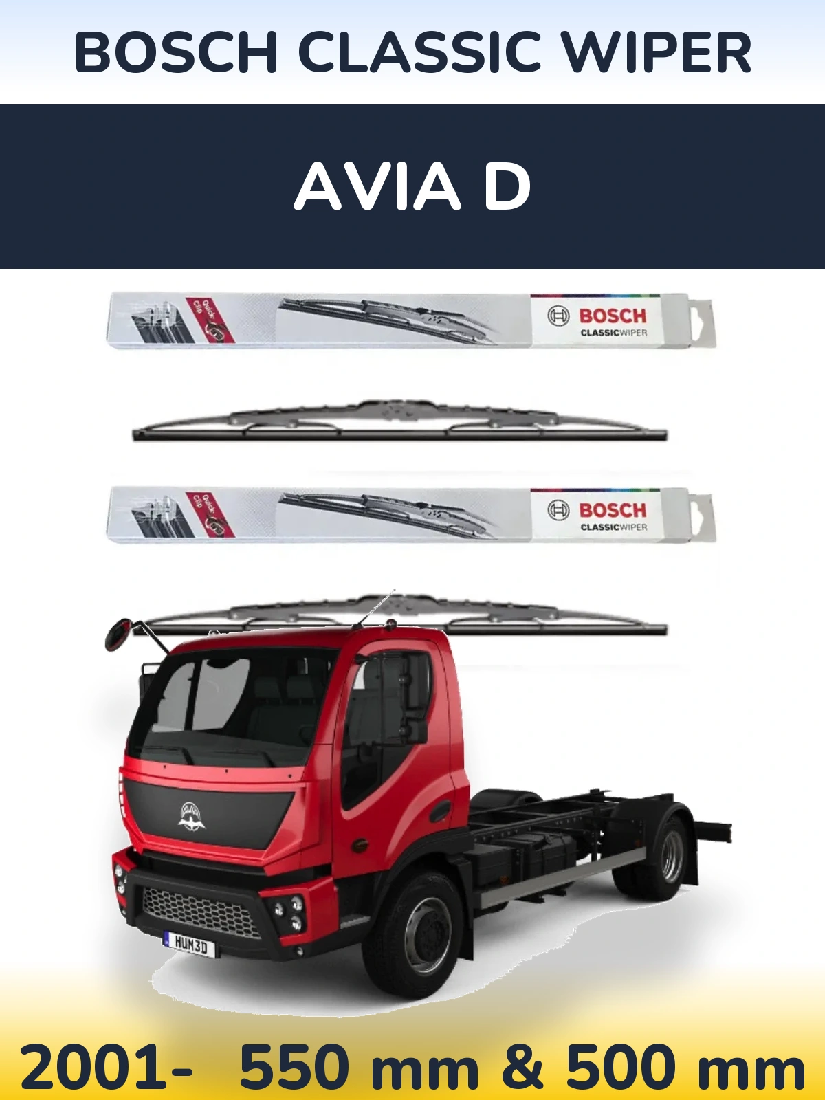 Комплект передніх щіток BOSCH Classic Wiper 550 & 500 мм для Avia D 2001-2026