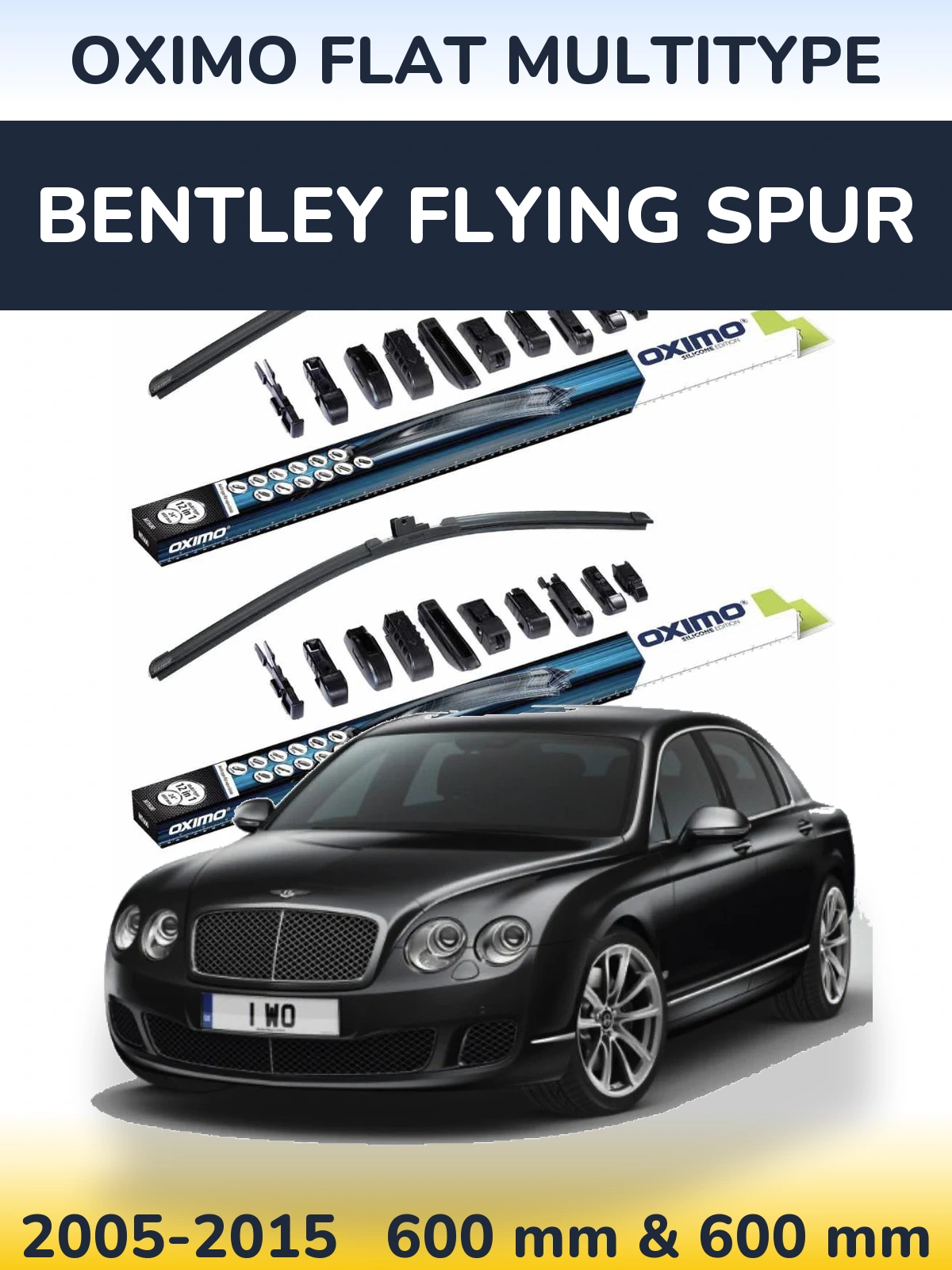 Front wiper blade set Oximo Flat MultiTypee 600 & 600 mm for Bentley Flying Spur 2005-2015