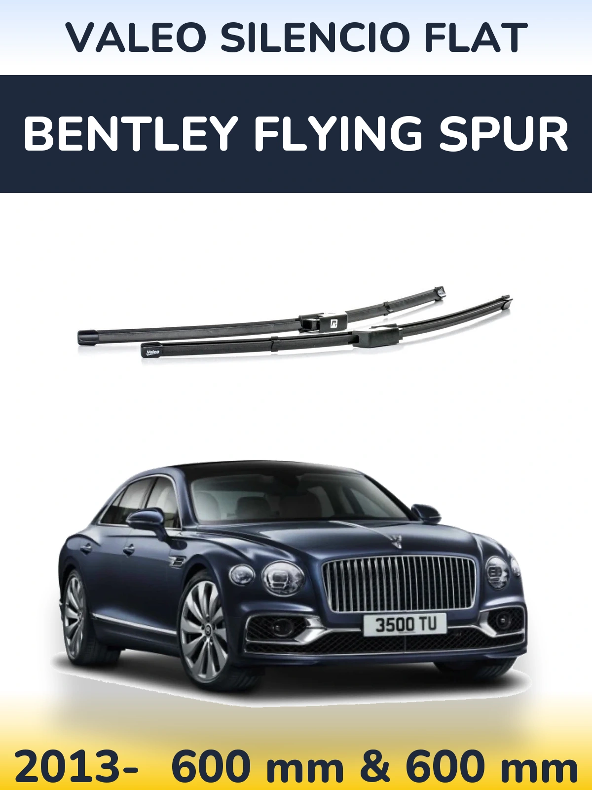 Front wiper blade set Valeo Silencio Flat 590 & 580 mm for Bentley Flying Spur 2013-2026