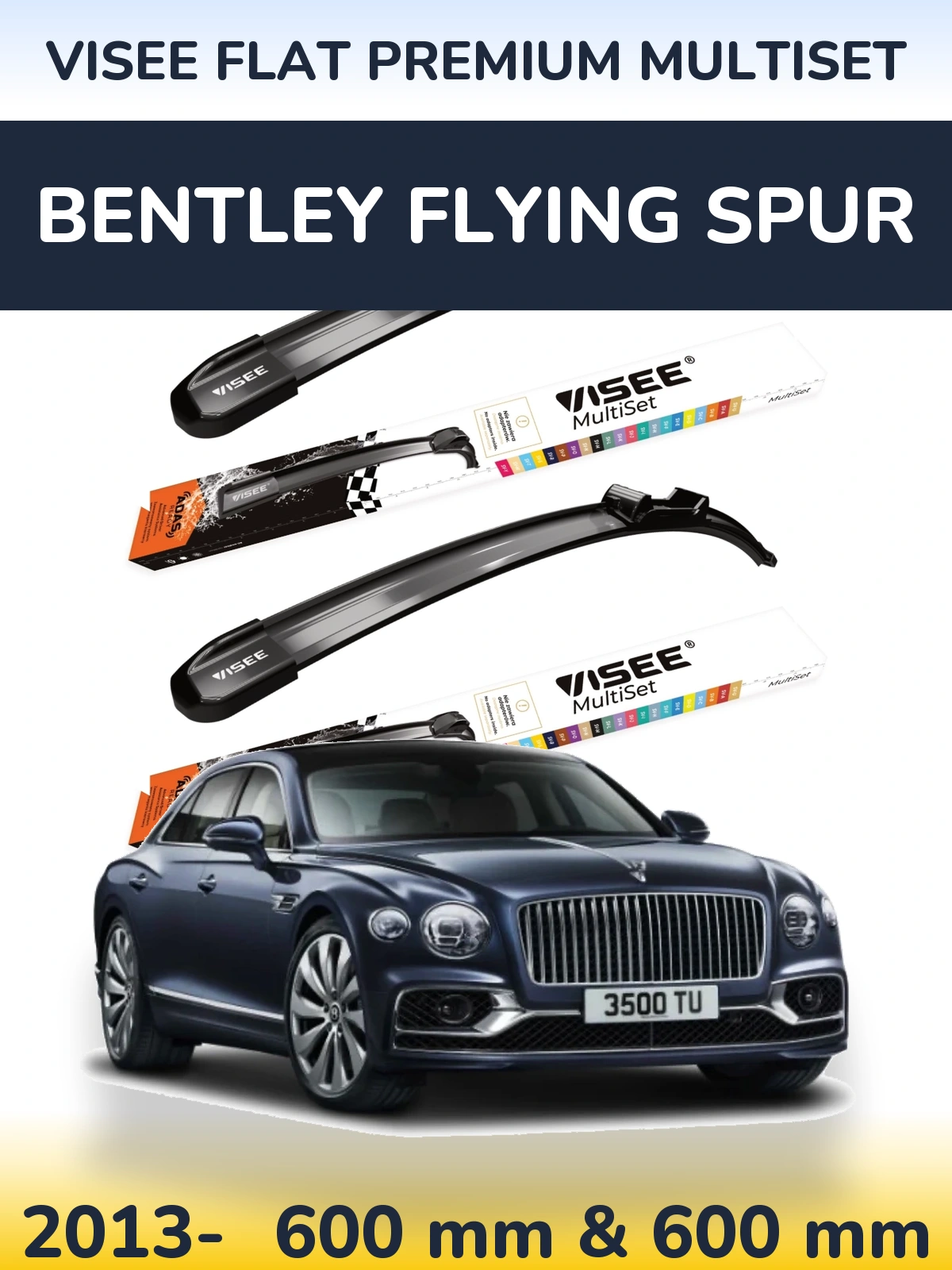 Комплект передних дворников VISEE FLAT PREMIUM MultiSet 600 & 600 мм для Bentley Flying Spur 2013-2026