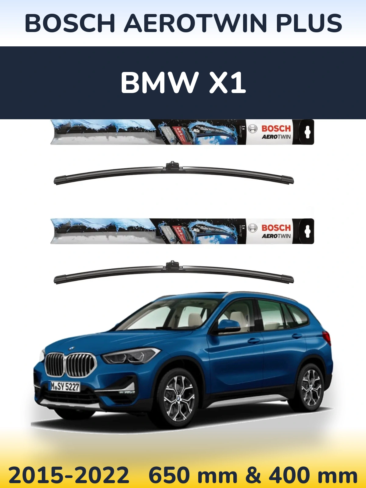 Комплект передних дворников BOSCH AeroTwin Plus 650 & 400 мм для BMW X1 2015-2022