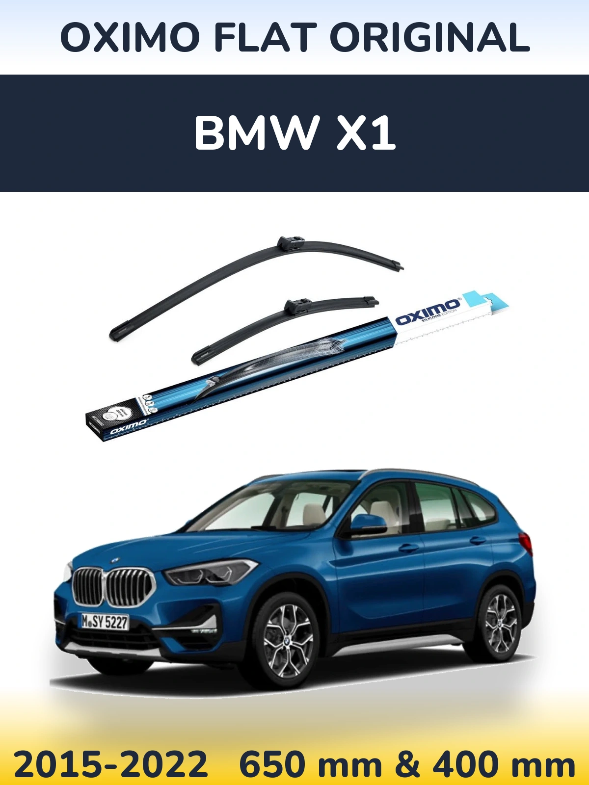 Front wiper blade set Oximo Flat Original 650 & 400 mm for BMW X1 2015-2022
