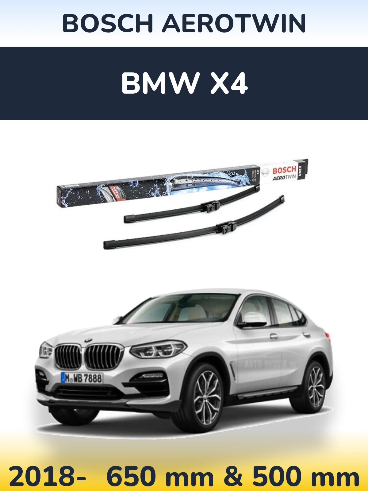 Front wiper blade set BOSCH AeroTwin 650 & 500 mm for BMW X4 2018-2026