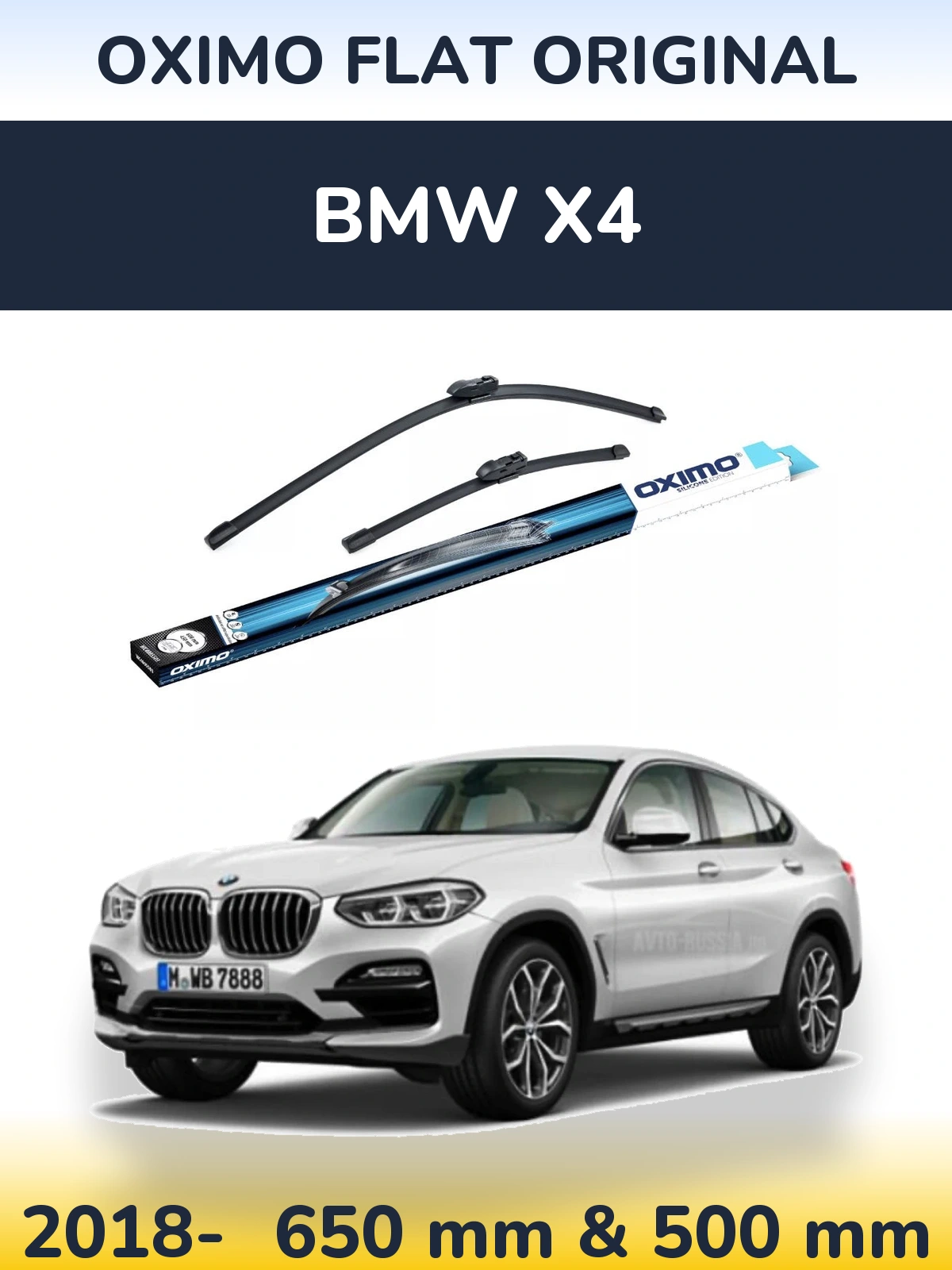 Front wiper blade set Oximo Flat Original 650 & 500 mm for BMW X4 2018-2026