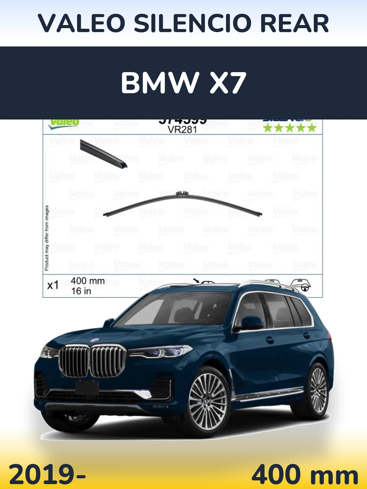 Rear wiper blade Valeo Silencio Rear 400 mm for BMW X7 2019-2026