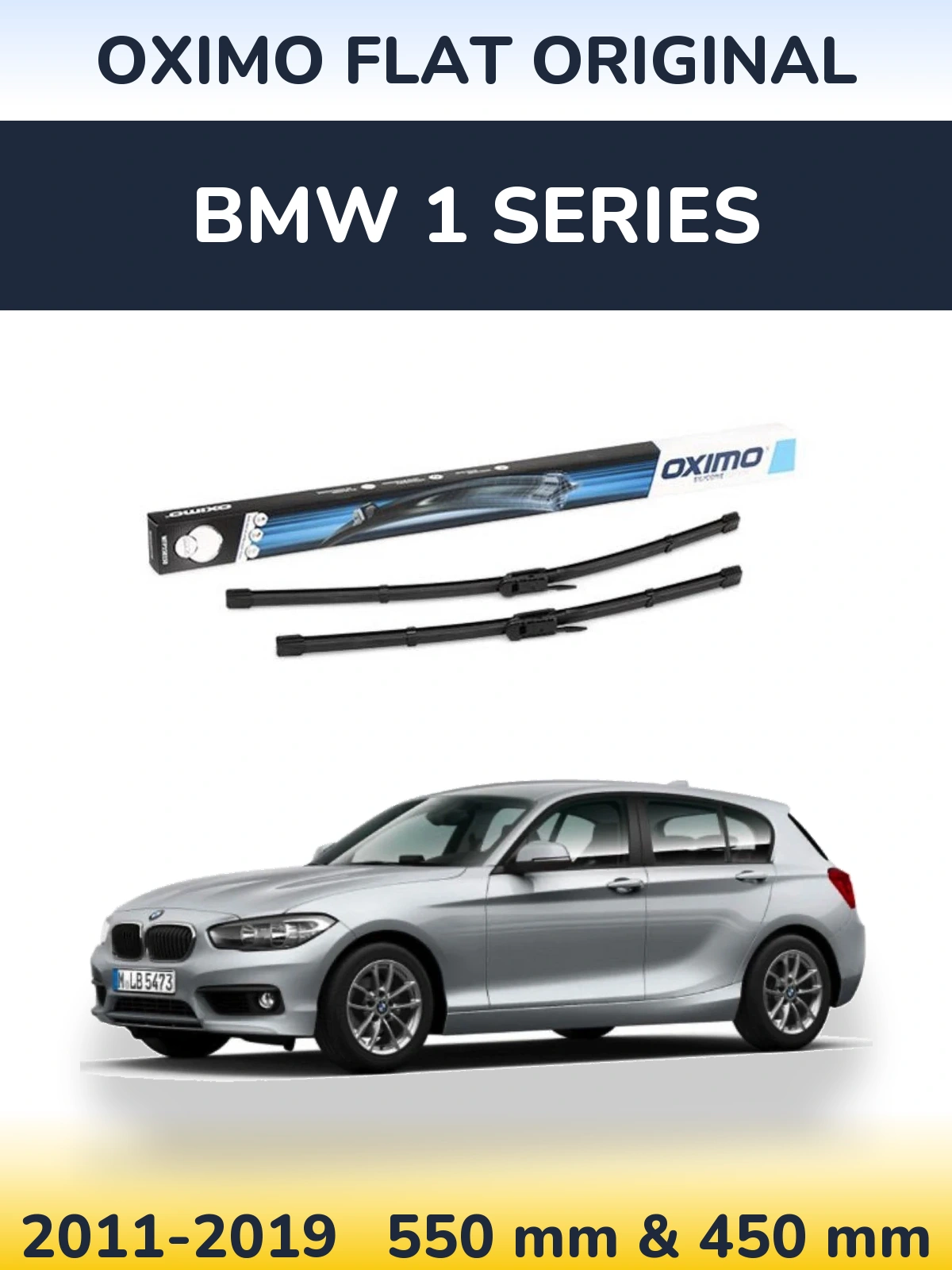 Front wiper blade set Oximo Flat Original 550 & 450 mm for BMW 1 Series 2011-2019