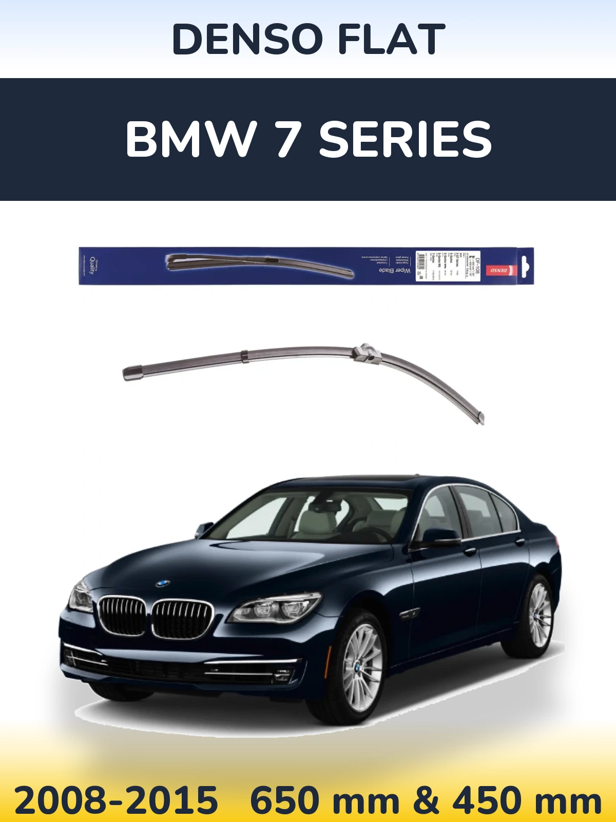 Front wiper blade set Denso Flat 650 & 450 mm for BMW 7 Series 2008-2015
