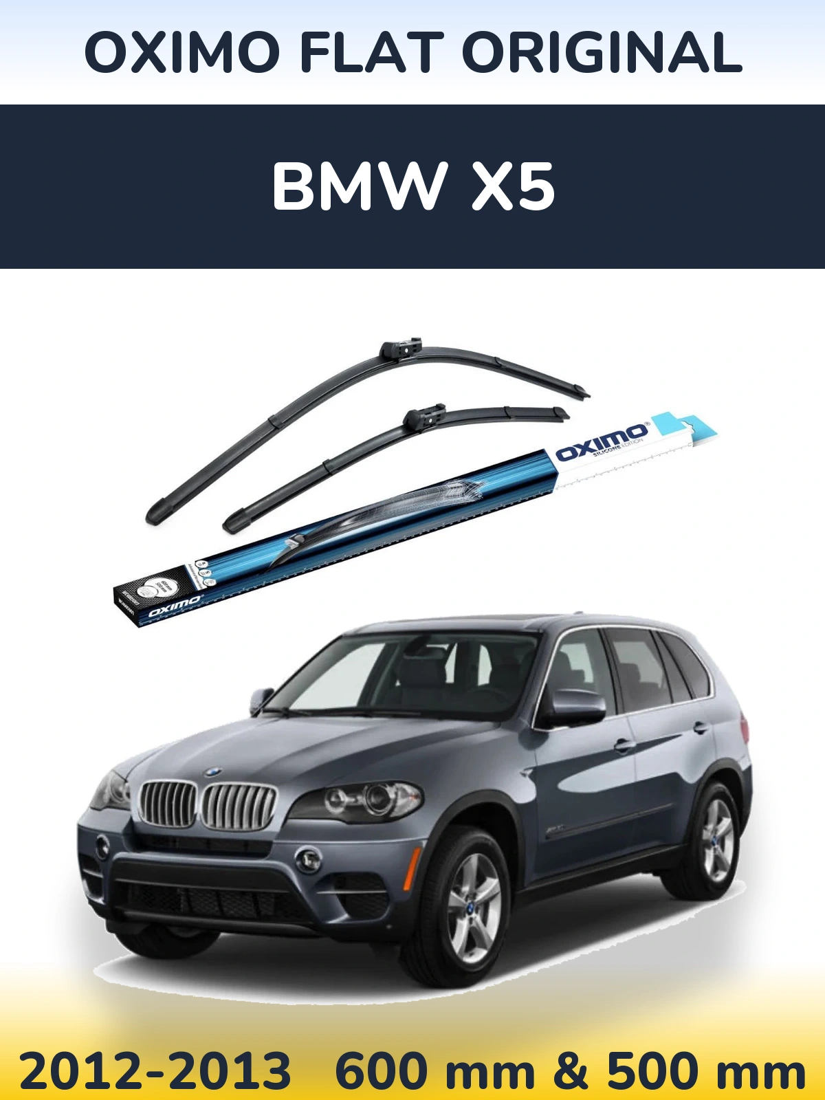 Front wiper blade set Oximo Flat Original 600 & 500 mm for BMW X5 2012-2013