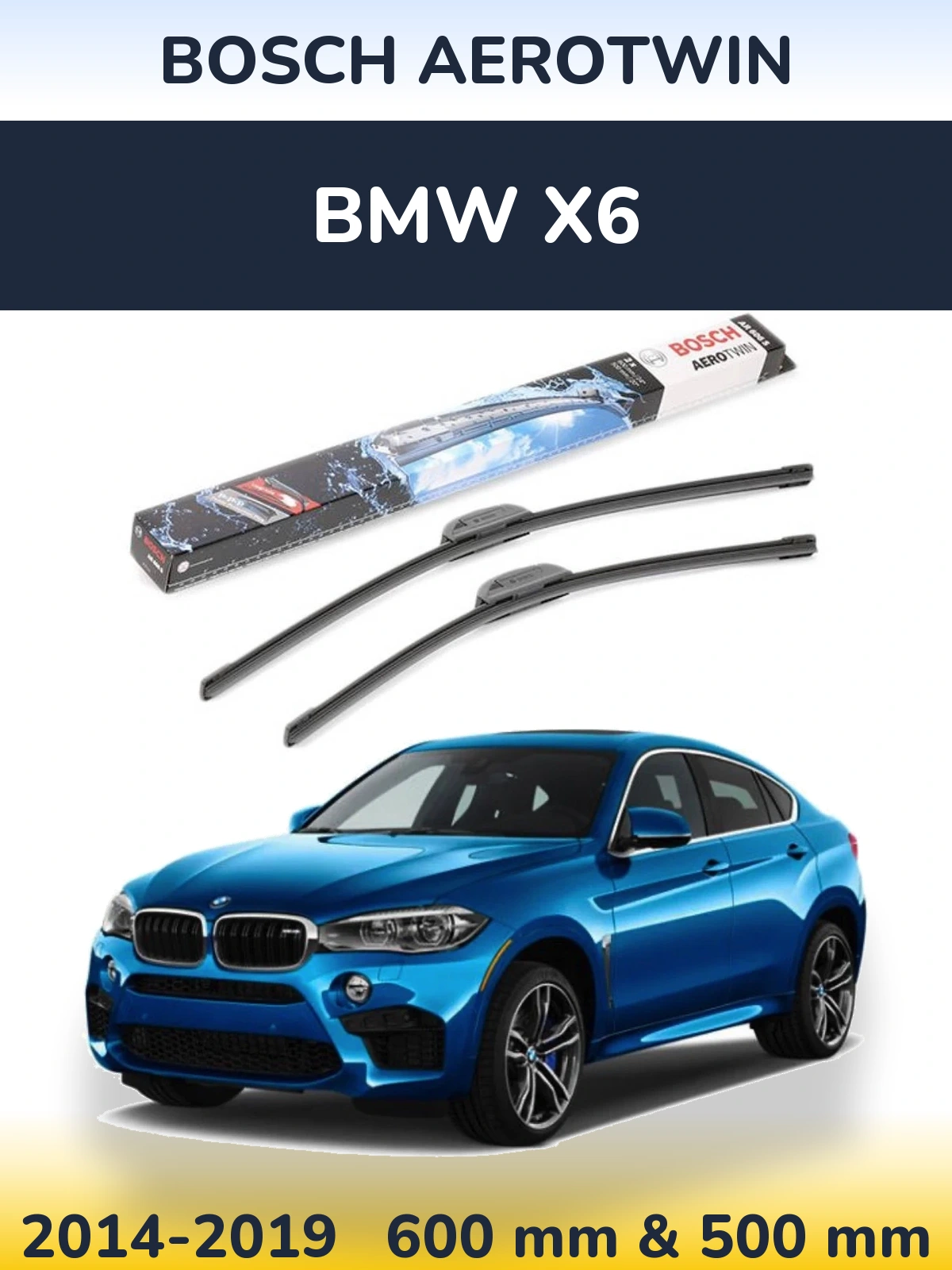 Комплект передніх щіток BOSCH AeroTwin 600 & 500 мм для BMW X6 2014-2019