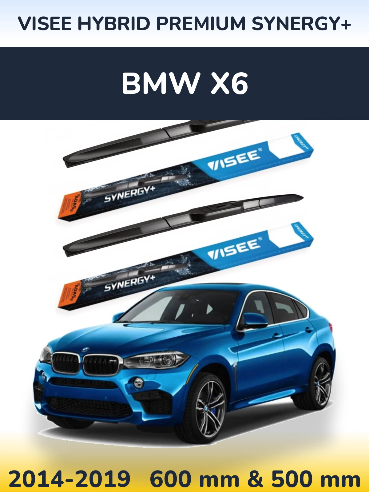 Комплект передніх щіток VISEE HYBRID PREMIUM SYNERGY+ 600 & 500 мм для BMW X6 2014-2019