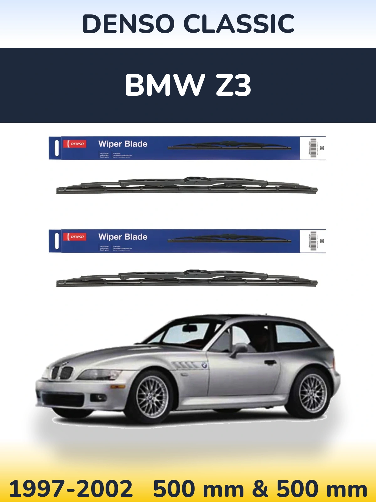 Комплект передних дворников Denso Classic 500 & 500 мм для BMW Z3 1997-2002