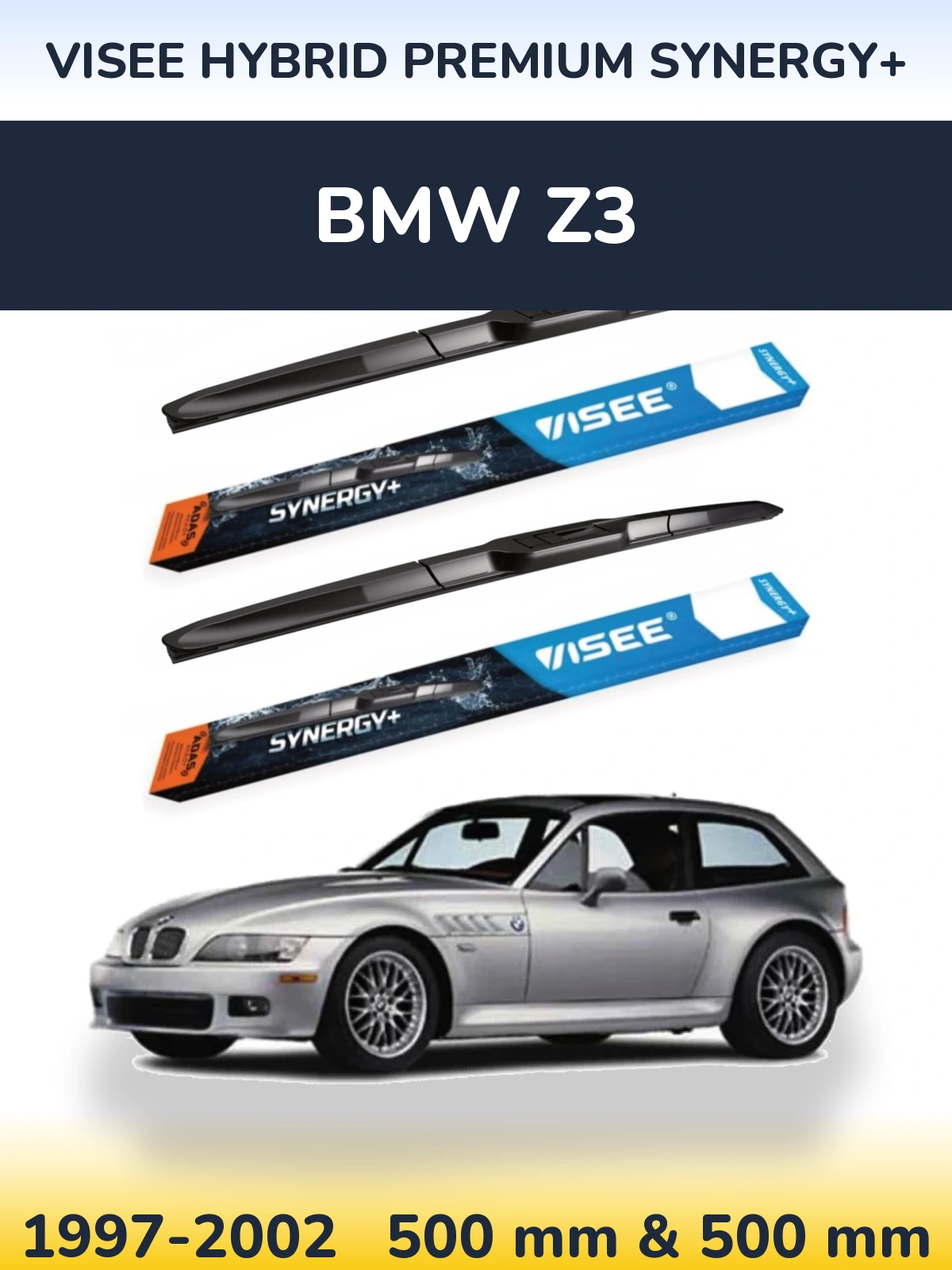 Комплект передних дворников VISEE HYBRID PREMIUM SYNERGY+ 500 & 500 мм для BMW Z3 1997-2002
