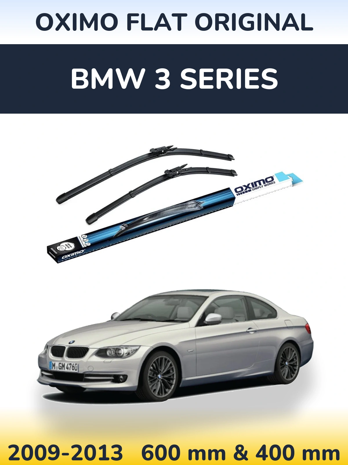 Front wiper blade set Oximo Flat Original 600 & 400 mm for BMW 3 Series 2009-2013