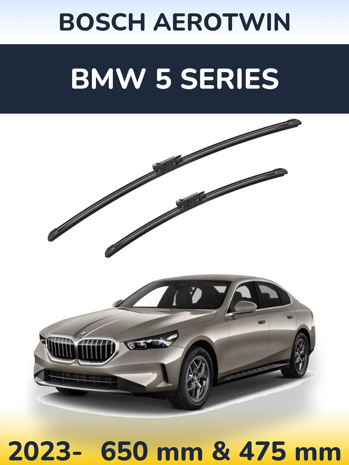 Front wiper blade set BOSCH AeroTwin 650 & 475 mm for BMW 5 Series 2023-2026