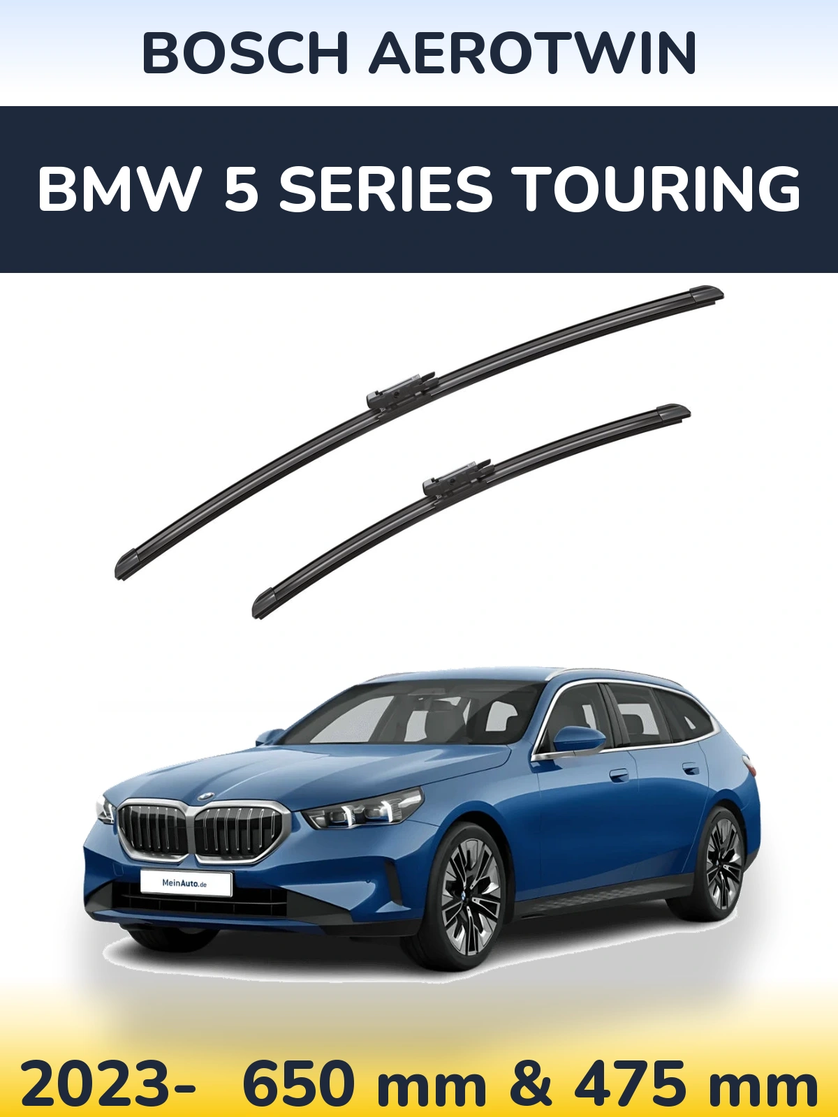 Front wiper blade set BOSCH AeroTwin 650 & 475 mm for BMW 5 Series Touring 2023-2026