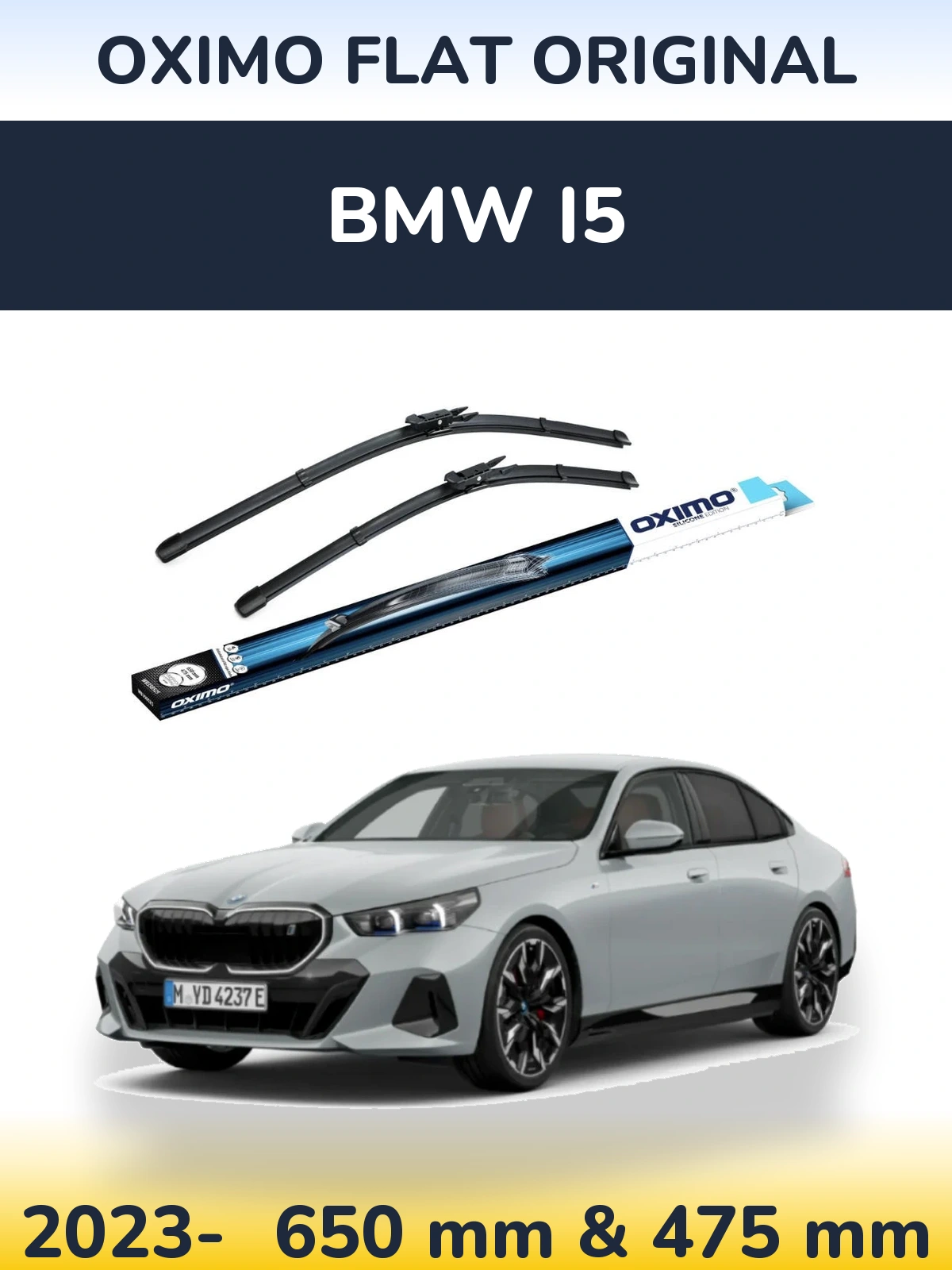 Front wiper blade set Oximo Flat Original 650 & 475 mm for BMW i5 2023-2026
