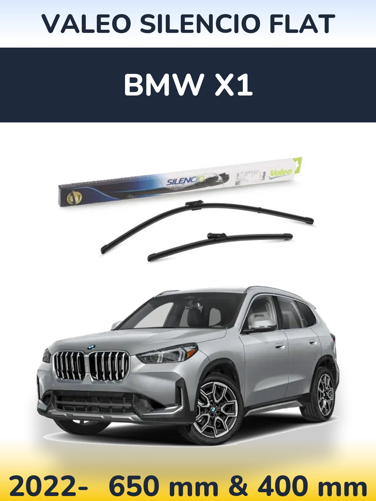 Front wiper blade set Valeo Silencio Flat 650 & 400 mm for BMW X1 2022-2026