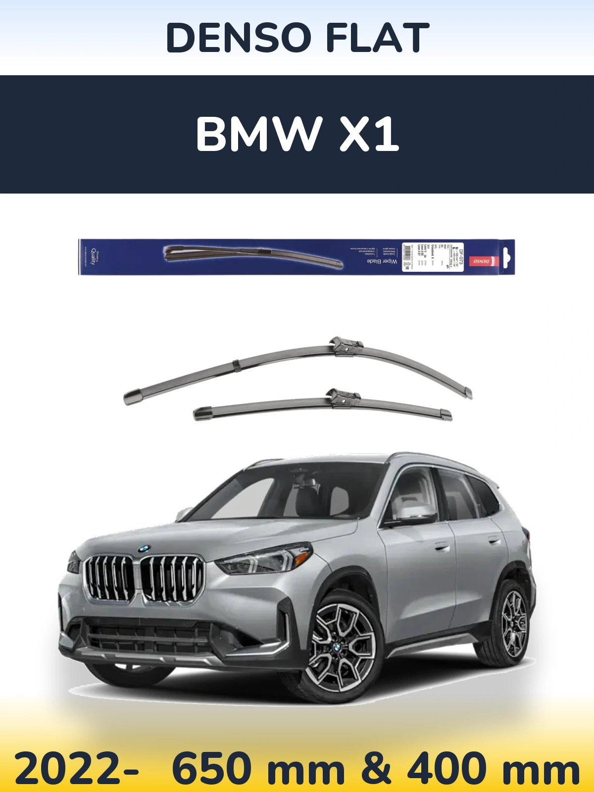 Front wiper blade set Denso Flat 650 & 400 mm for BMW X1 2022-2026