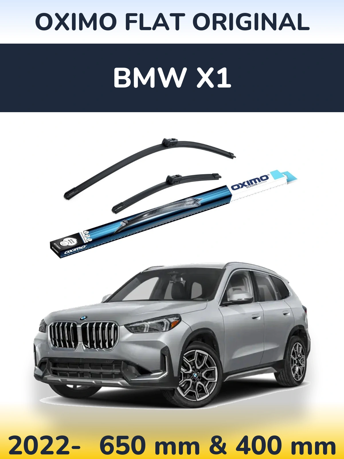 Front wiper blade set Oximo Flat Original 650 & 400 mm for BMW X1 2022-2026