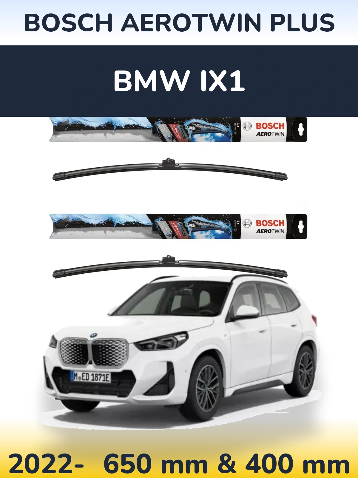 Комплект передніх щіток BOSCH AeroTwin Plus 650 & 400 мм для BMW iX1 2022-2026