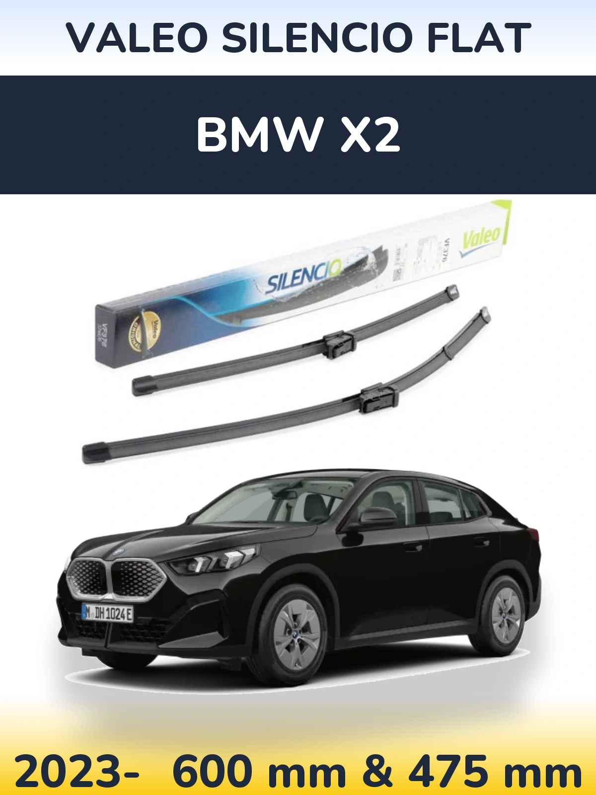 Комплект передних дворников Valeo Silencio Flat 600 & 475 мм для BMW X2 2023-2026