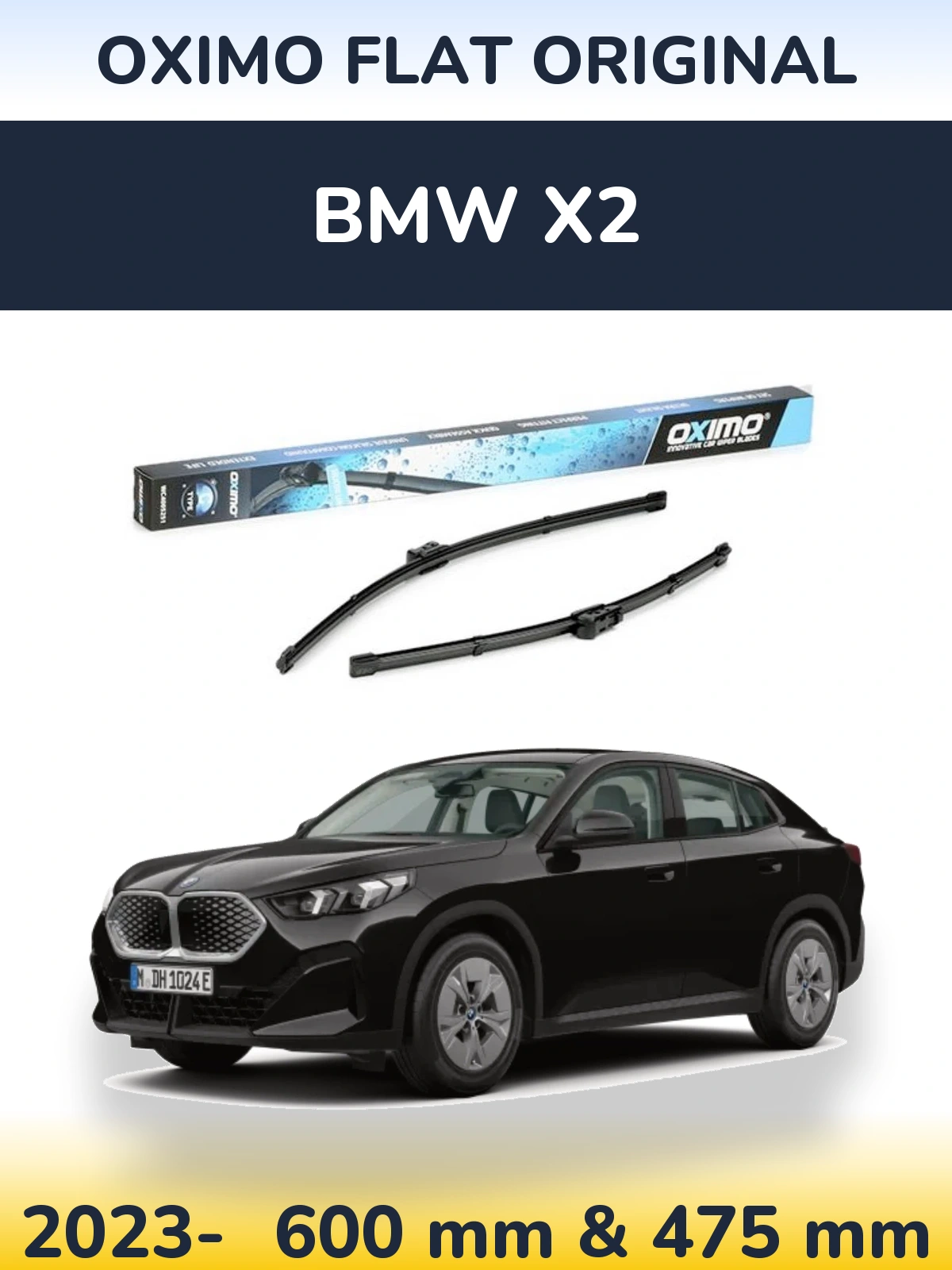 Комплект передних дворников Oximo Flat Original 600 & 475 мм для BMW X2 2023-2026