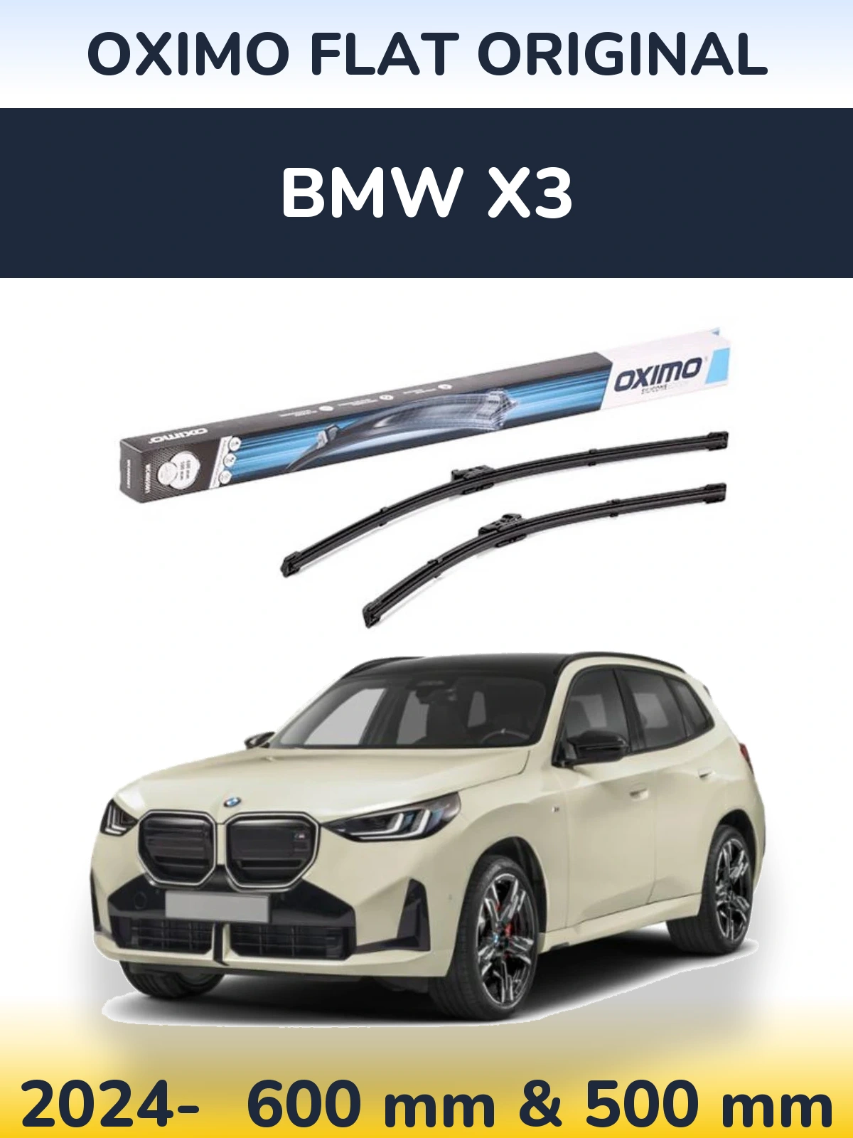 Комплект передних дворников Oximo Flat Original 600 & 500 мм для BMW X3 2024-2026