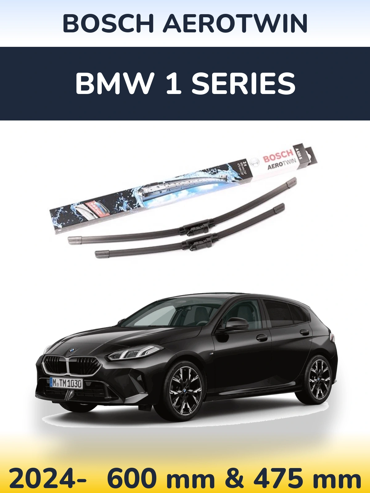 Комплект передніх щіток BOSCH AeroTwin 600 & 475 мм для BMW 1 Series 2024-2026