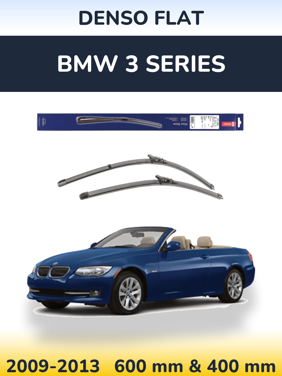 Front wiper blade set Denso Flat 600 & 400 mm for BMW 3 Series 2009-2013