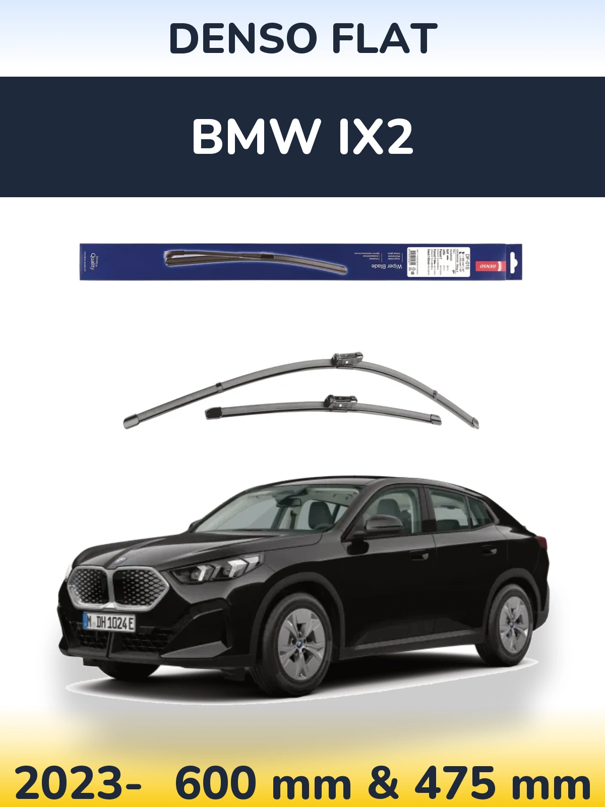 Комплект передніх щіток Denso Flat 600 & 475 мм для BMW iX2 2023-2026