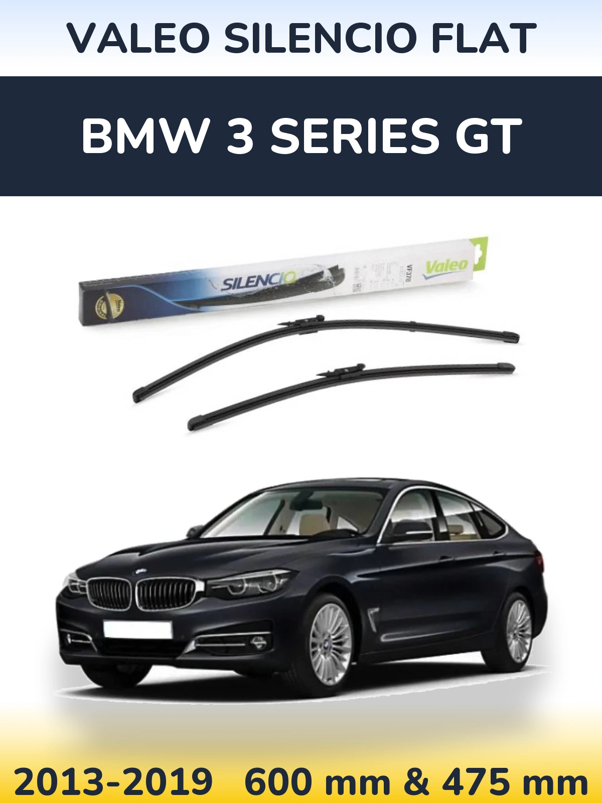 Комплект передніх щіток Valeo Silencio Flat 600 & 475 мм для BMW 3 Series GT 2013-2019