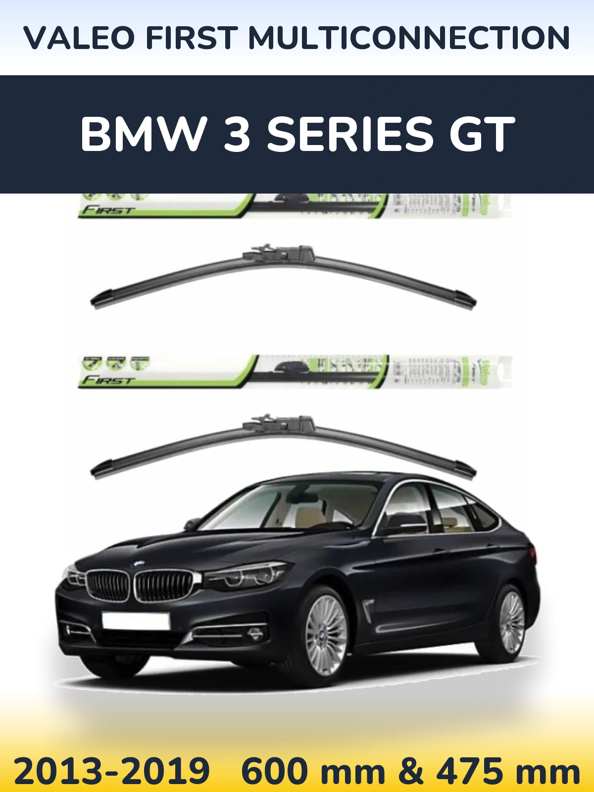 Комплект передніх щіток Valeo First MultiConnection 600 & 475 мм для BMW 3 Series GT 2013-2019