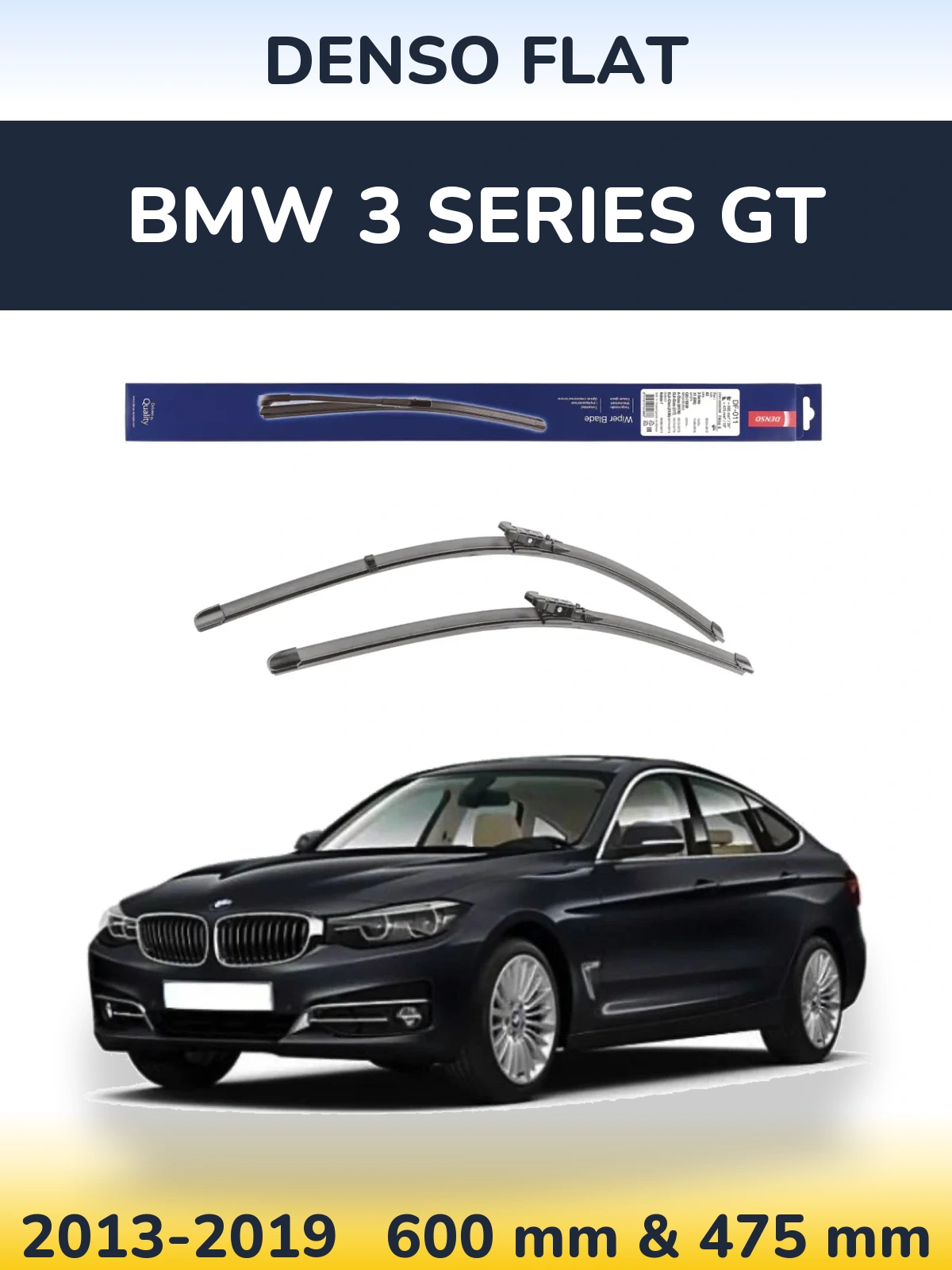 Комплект передніх щіток Denso Flat 600 & 475 мм для BMW 3 Series GT 2013-2019