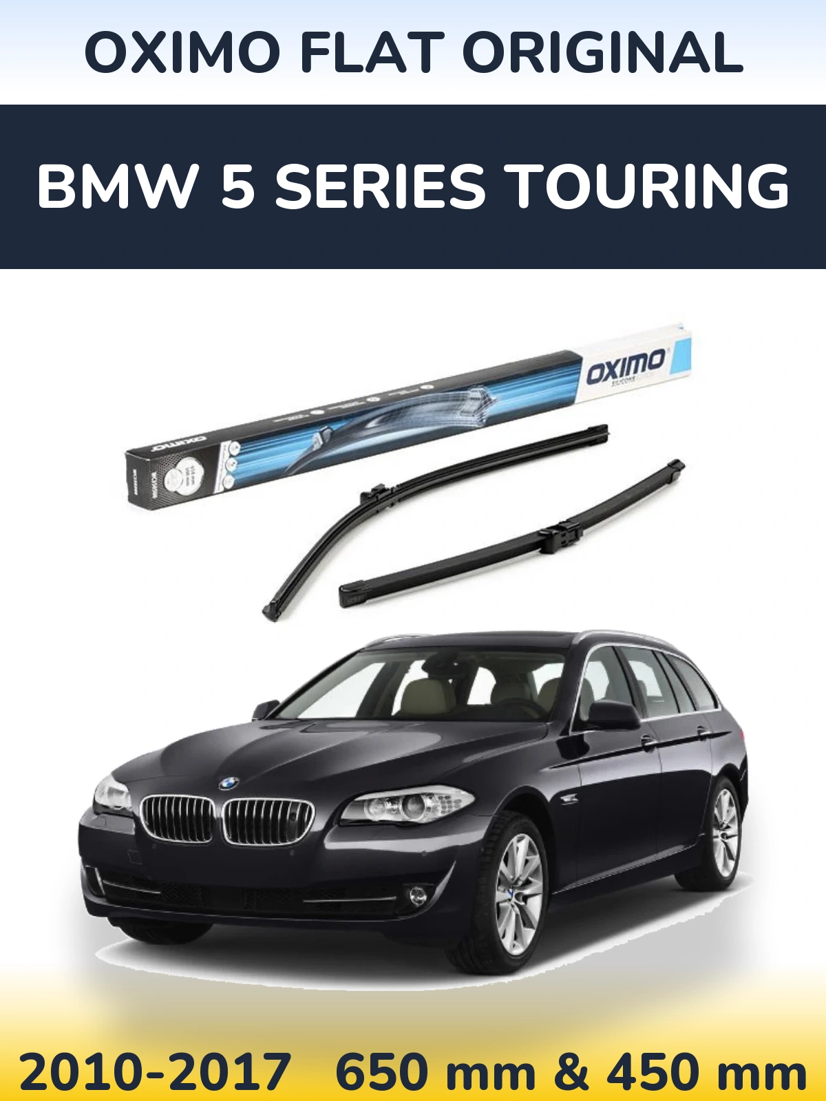 Front wiper blade set Oximo Flat Original 650 & 450 mm for BMW 5 Series Touring 2010-2017