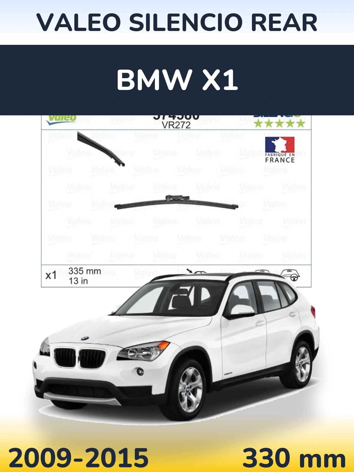 Rear wiper blade Valeo Silencio Rear 330 mm for BMW X1 2009-2015