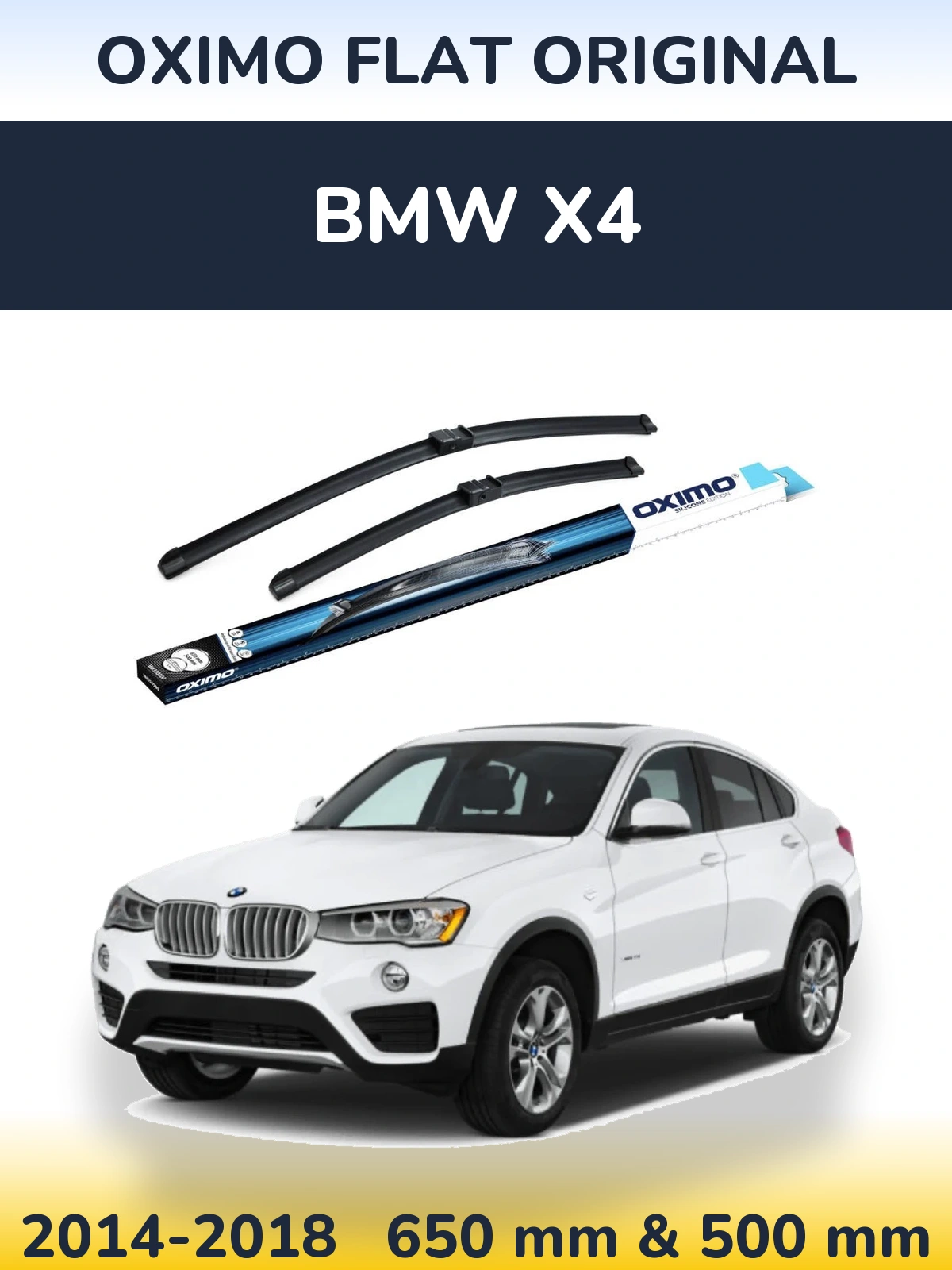 Комплект передних дворников Oximo Flat Original 650 & 500 мм для BMW X4 2014-2018