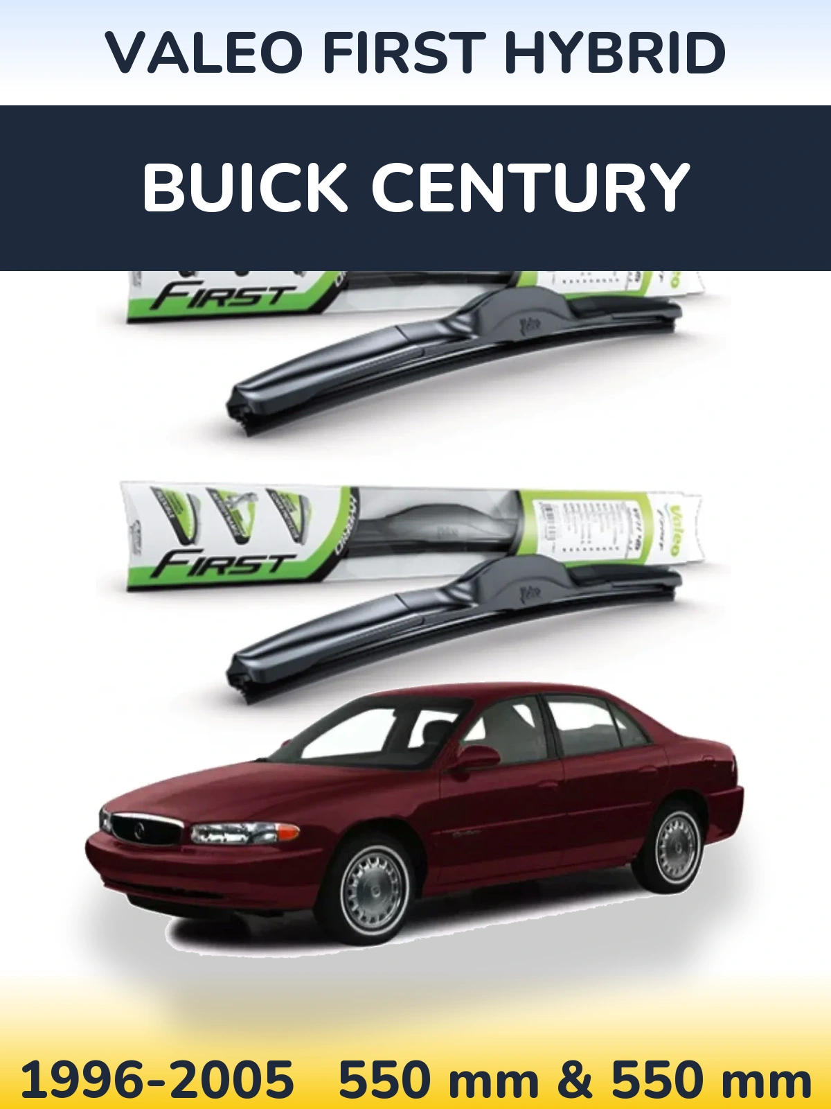Комплект передних дворников Valeo First Hybrid 550 & 550 мм для Buick Century 1996-2005