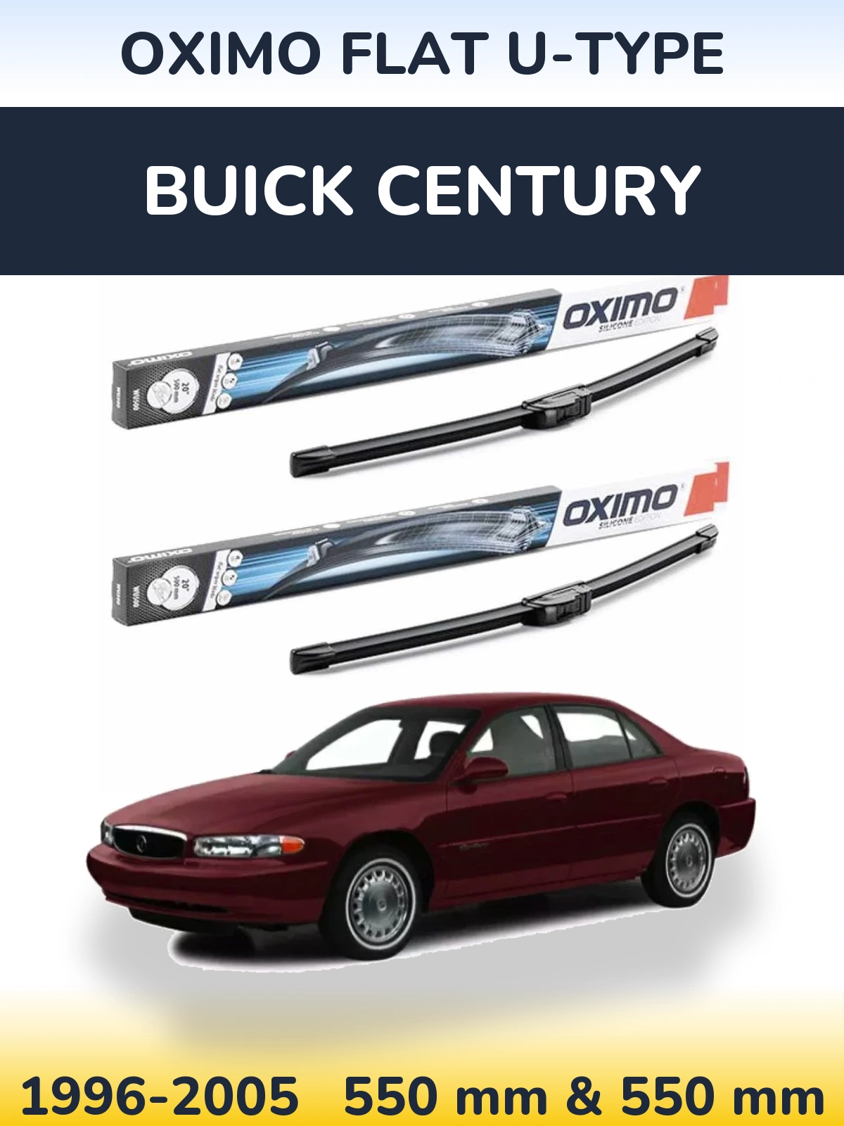 Комплект передних дворников Oximo Flat U-type 550 & 550 мм для Buick Century 1996-2005