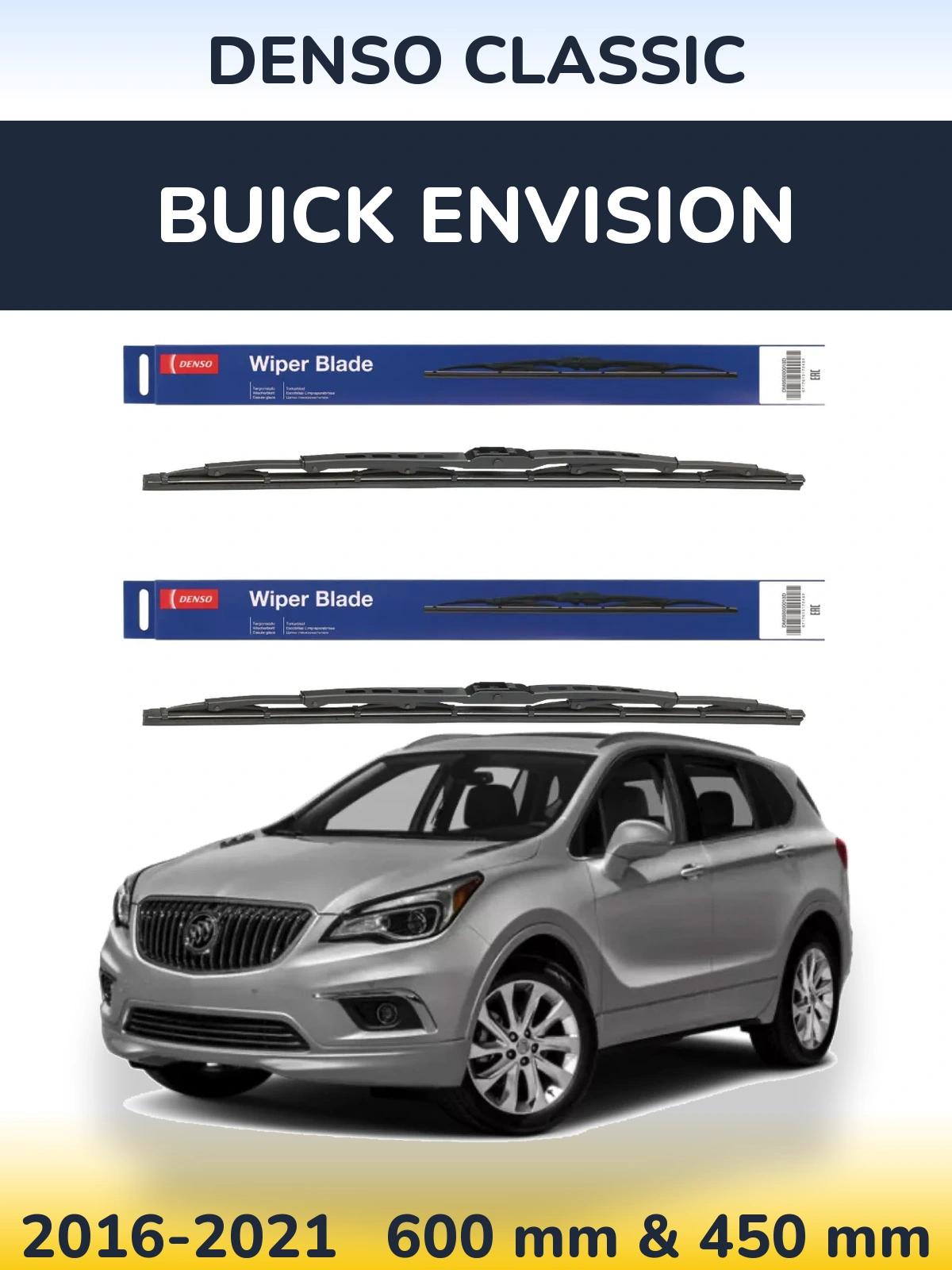 Front wiper blade set Denso Classic 600 & 450 mm for Buick Envision 2016-2021