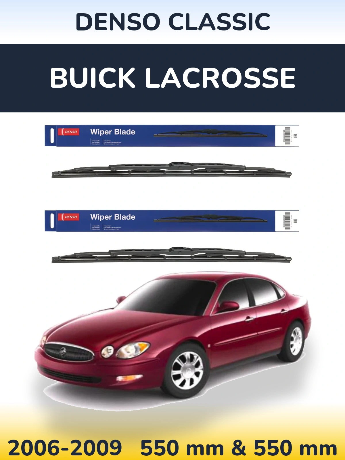 Комплект передних дворников Denso Classic 550 & 550 мм для Buick LaCrosse 2006-2009