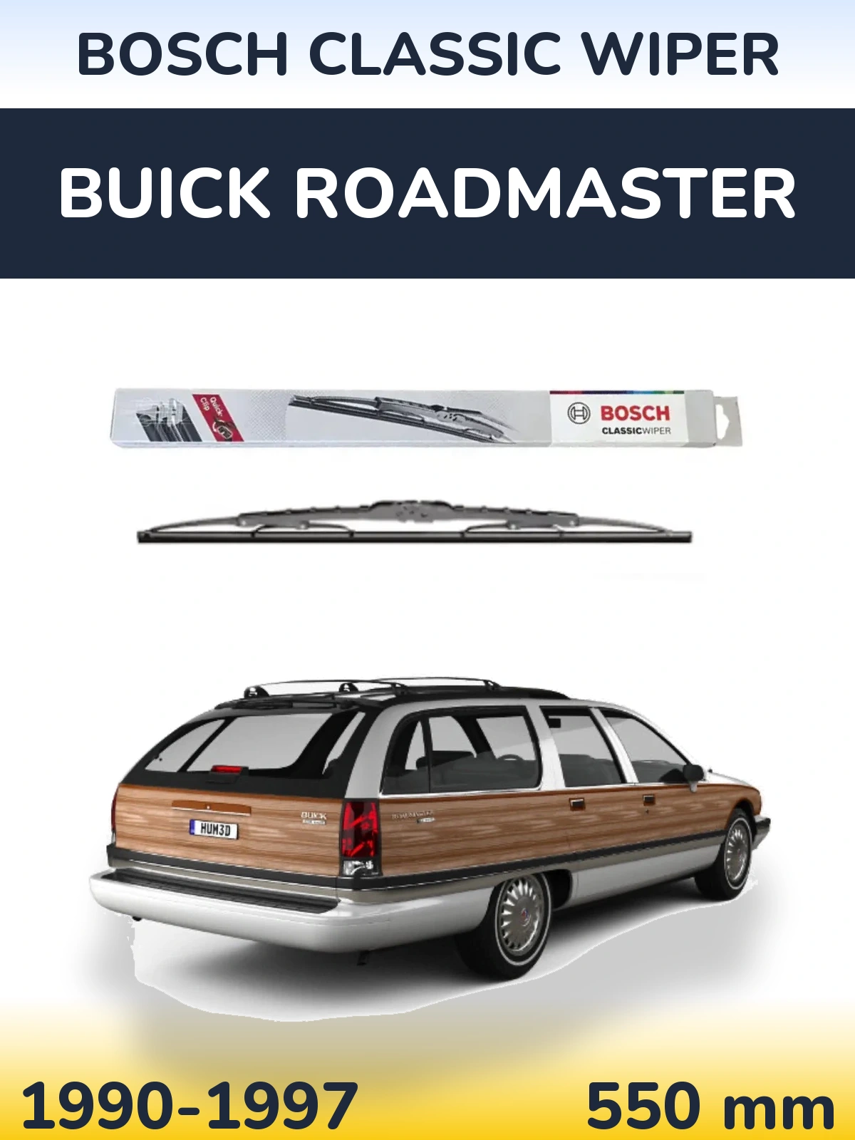 Rear wiper blade BOSCH Classic Wiper 550 mm for Buick Roadmaster 1990-1997