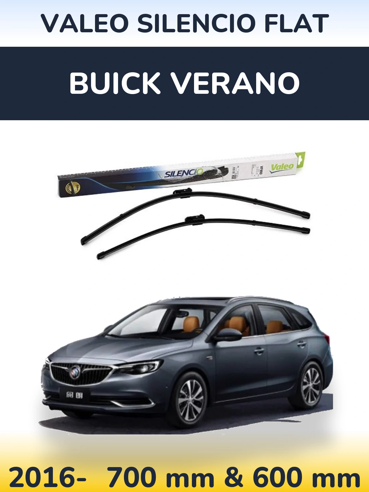 Комплект передніх щіток Valeo Silencio Flat 700 & 600 мм для Buick Verano 2016-2026