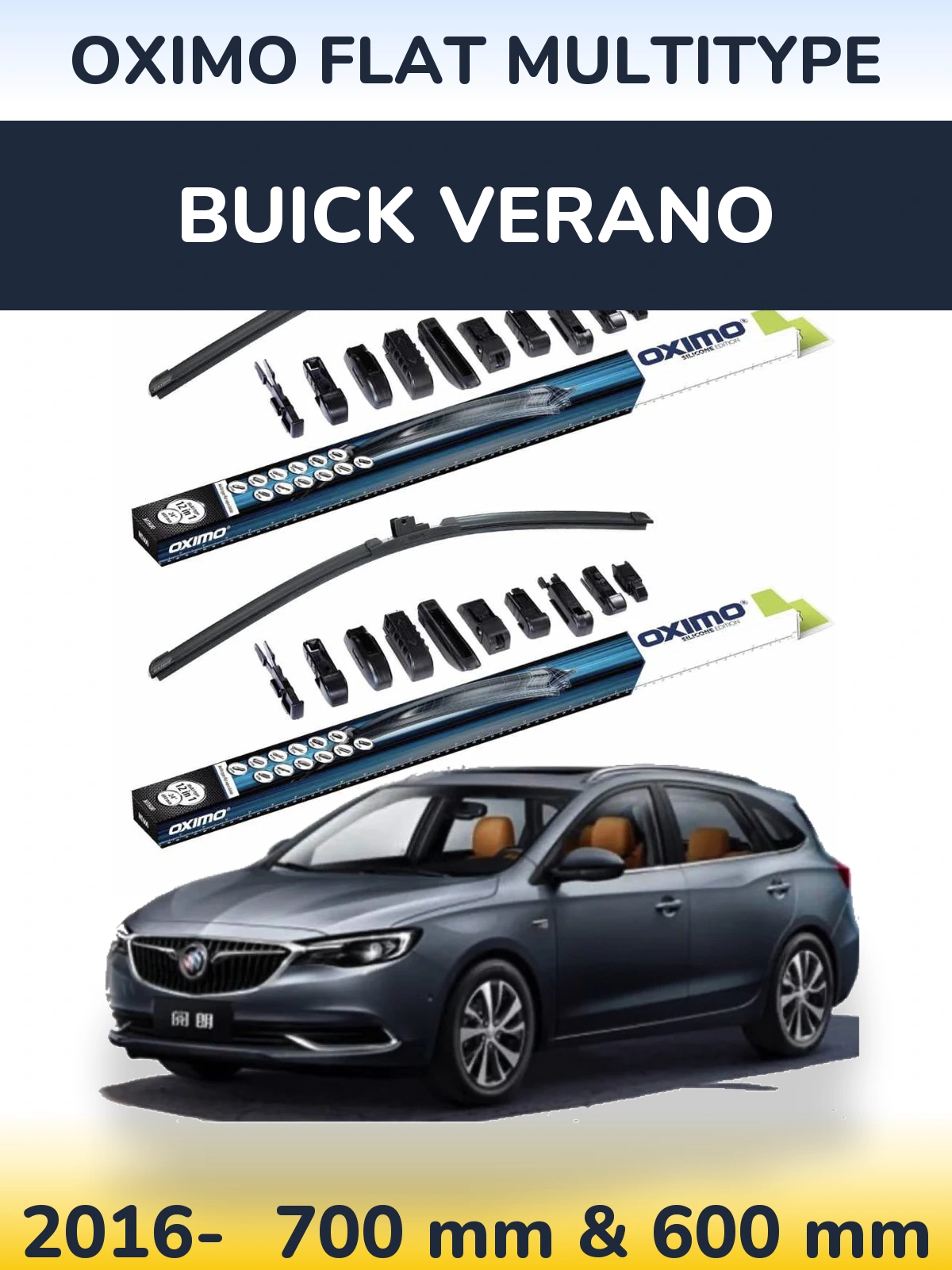 Комплект передних дворников Oximo Flat MultiТипe 700 & 600 мм для Buick Verano 2016-2026