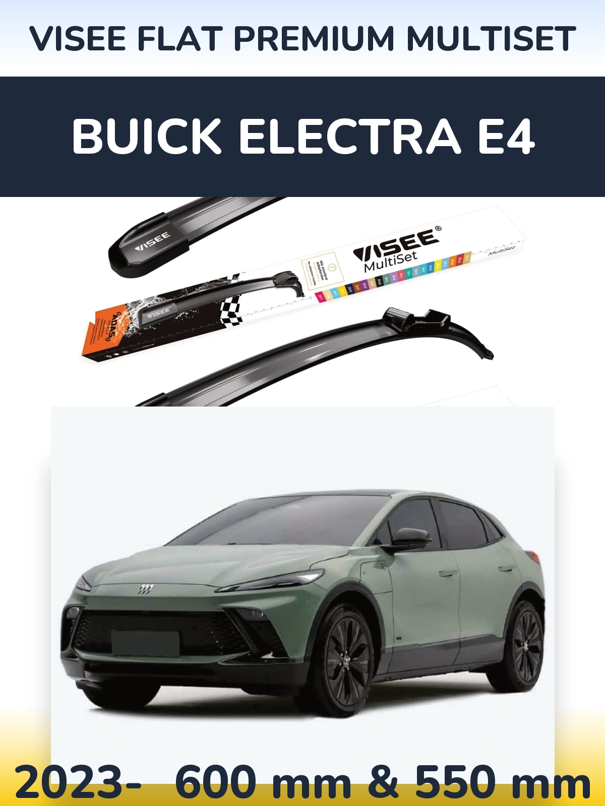 Комплект передніх щіток VISEE FLAT PREMIUM MultiSet 600 & 550 мм для Buick Electra E4 2023-2026