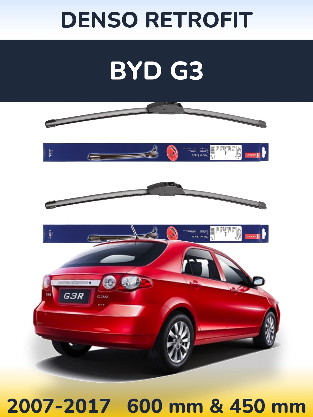 Комплект передних дворников Denso Retrofit 600 & 450 мм для BYD G3 2007-2017