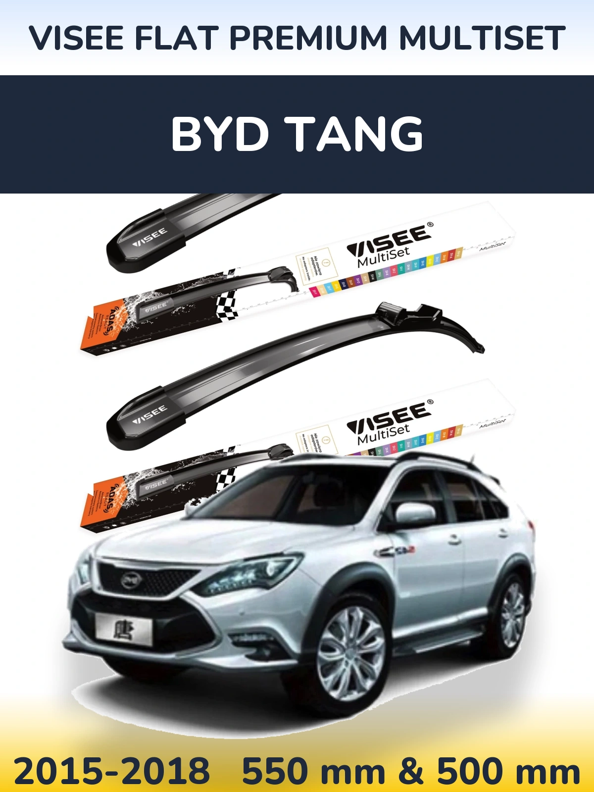 Front wiper blade set VISEE FLAT PREMIUM MultiSet 550 & 500 mm for BYD Tang 2015-2018