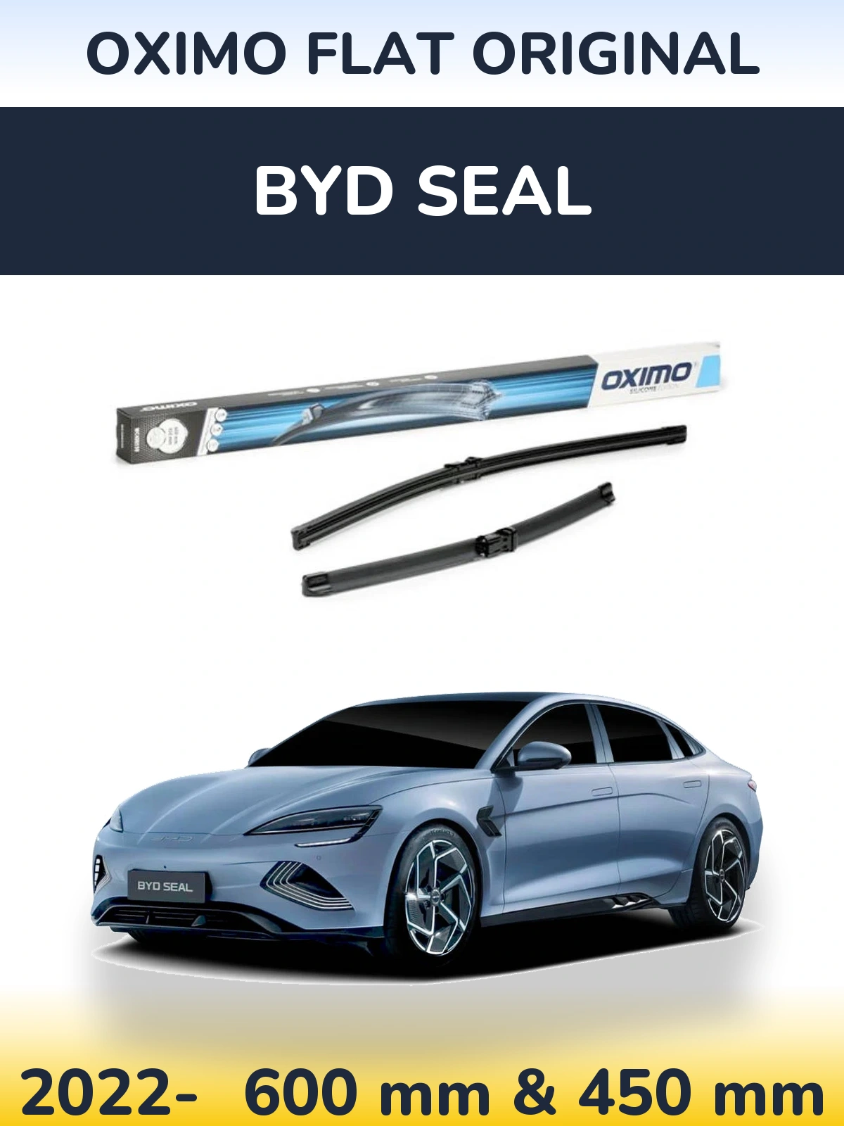 Front wiper blade set Oximo Flat Original 600 & 450 mm for BYD Seal 2022-2026