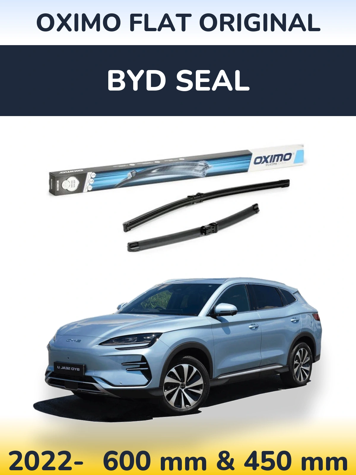 Комплект передніх щіток Oximo Flat Original 600 & 450 мм для BYD Seal 2022-2026