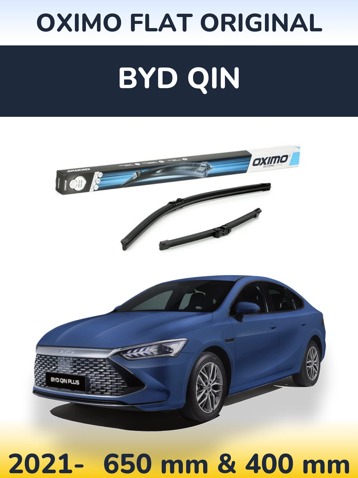 Front wiper blade set Oximo Flat Original 650 & 375 mm for BYD Qin 2021-2026